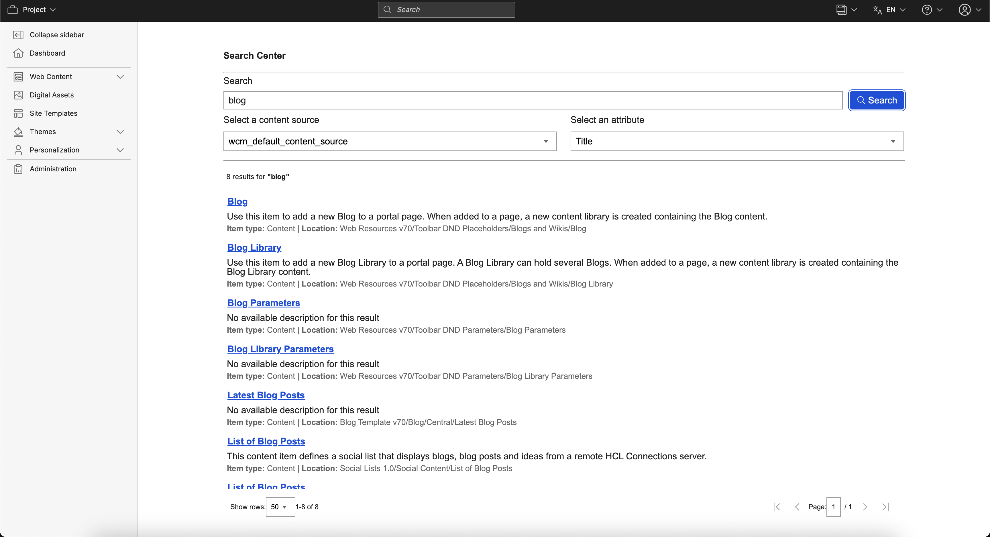 View the filtered down search results and note the count of results found