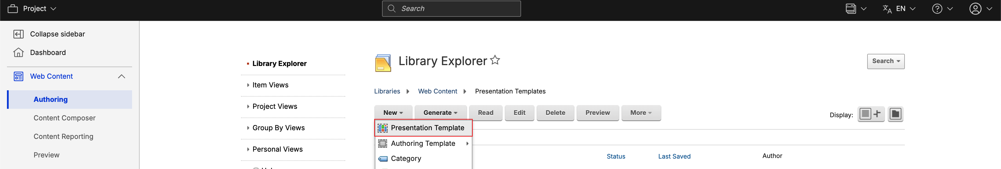 HCL WCM Authoring - New Presentation Template
