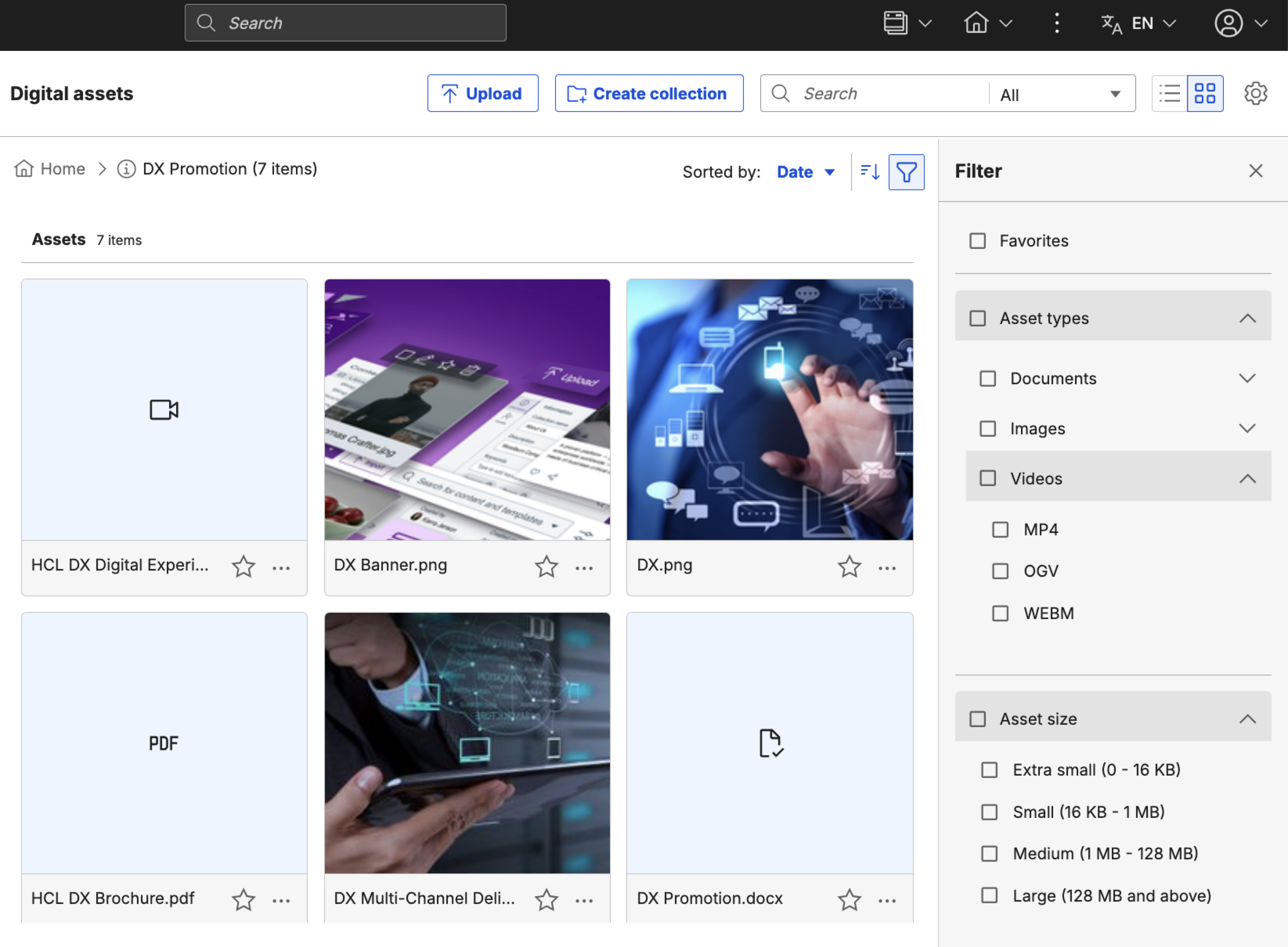 Filter menu example