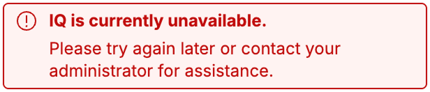 IQ Error Message Display