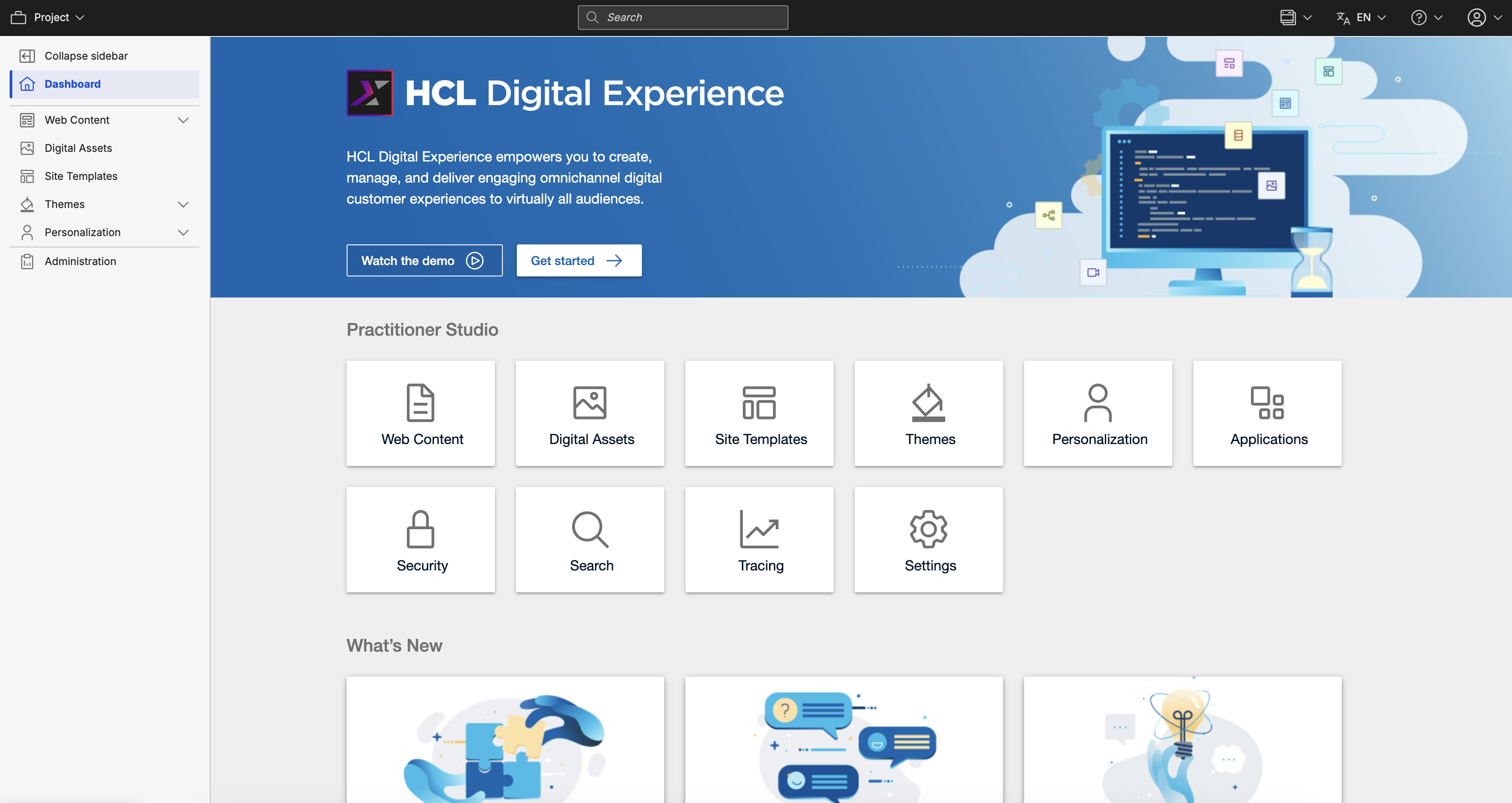 Log in to HCL Digital Experience 9.5 and Go to the Search V2 UI