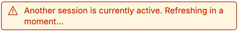 Concurrent session warning message IQ Concurrent Session Warning